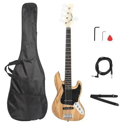 Glarry Gjazz Electric Bass Guitar 5 Strings Burlywood Right Handed With Bag • $80.99
