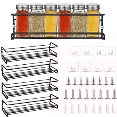 4 Packs Kitchen Spice Rack Organizer Storage Shelf Cabinet Jar Holder Wall Mount • $15.98