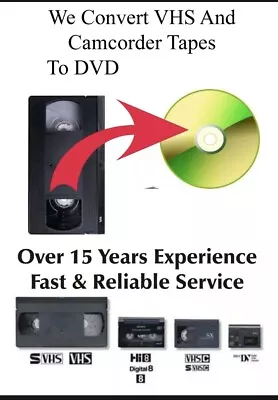 CAMCORDER TAPE TO DVD TRANSFER SERVICE (We Convert VHS MINI DV 8MM Hi8) • £8.50