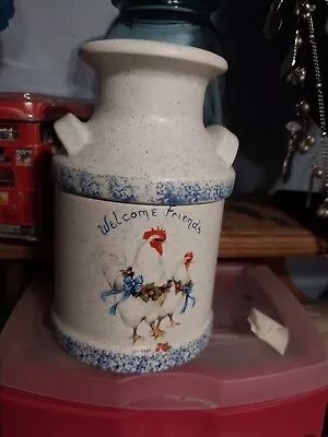 Ceramic Med Jar Milk Jug Shape Vintage Chicken NO Gasket • $10