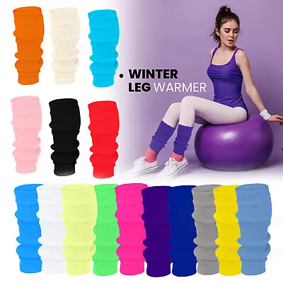 Women Fancy Stylish Leg Warmers Plain Fluorescent 80s Party Dance Accessories • £3.99