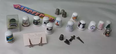 Lot Of 18 Piece Sewing Thimble Souvenirs And Novelty Themed Miniatures • $19.99