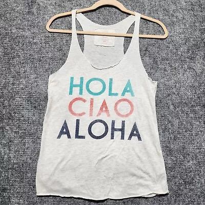 I Love H.81 Tank Top Womens Medium Gray Racerback Hola Ciao Aloha Athletic Top • $7.99