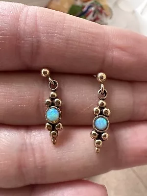 Opal Earrings 9ct Gold Opal Dangle Drop Stud Earrings • £135