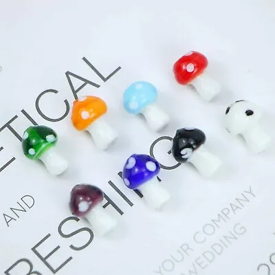 5 Mushroom Beads Lampwork Glass Miniatures Nature Pendants 16mm Assorted • $3.85