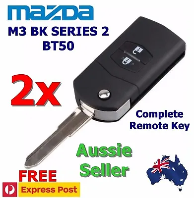 $75.95 • Buy 2x MAZDA 3 BK Series 2 & BT50 Transponder Chip Flip Remote Key Keyless Entry 