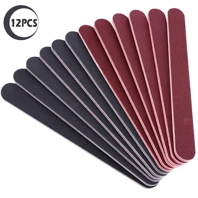 12 Pcs Professional Nail Files Emery Boards 100/180 Grit Double Sided Acrylic  • £4.99