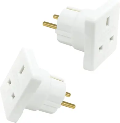 Adapter 3 Pin UK To 2 Pin European EU Universal Travel Plug Socket Lead 10A  -2x • £9.49