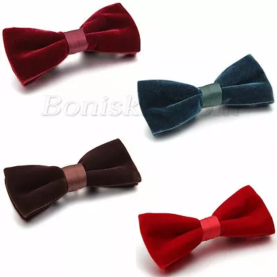 Men's Fashion Double Layer Velvet Wedding Party Bowtie Bow Tie Pre-tied Necktie • $7.99