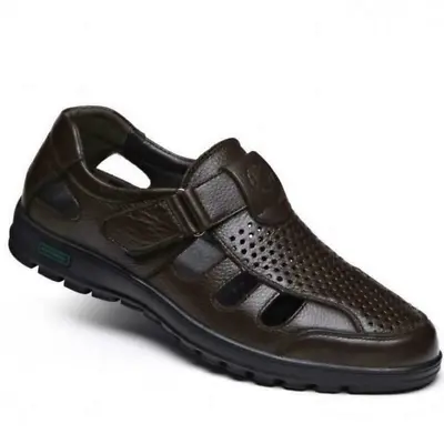 Mens Fisherman Slippers Closed Toe Summer Beach Leather Sport Sandals Shoes Size • $107.65