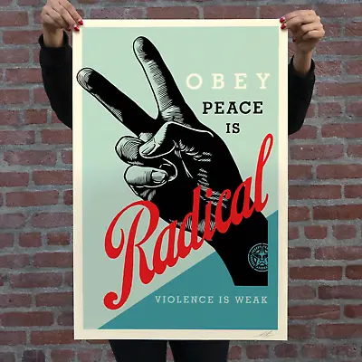 Shepard Fairey Radical Peace HAND SIGNED Obey Giant Offset Lithograph Art Print • £84.56