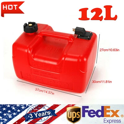 $58 • Buy Portable Boat Fuel Tank 3 Gallon Marine Outboard Fuel Tank W/ Male Connector USA