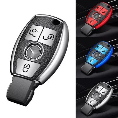 For Mercedes Benz Remote Car Key Fob Cover Case Holder Shell Chain Alloy Leather • $8.44