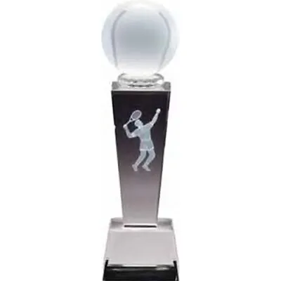 8.75  Male Tennis Sport Crystal Trophy With 4 Lines Of Custom Text • $99.99