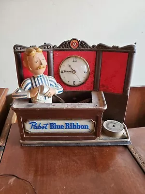 Vintage 1950s Pabst Blue Ribbon Beer Light Clock Bar / Counter Top Bartender. • $150