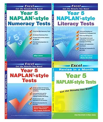 Excel Year 5 NAPLAN Tests - 4 Test Books Pack - Numeracy/ Literacy/ Tests/ RIM • $112