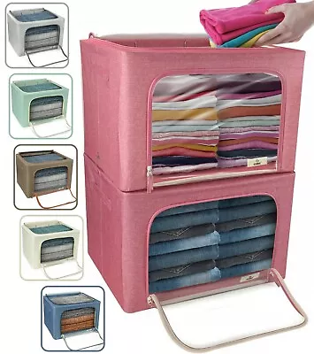 Large Storage Bag Box Foldable Stackable Organizer Bins For Clothes Shelf Closet • $27.99