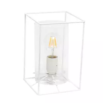 Metal Framed Table Lamp In White With Clear Shade 9  H X 5.85  W X 5.85  D • $27.99