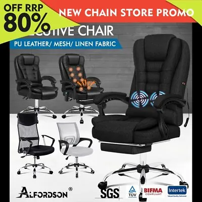 ALFORDSON Massage Office Chair Executive Gaming Racing Mesh Seat Leather Fabric • $74.79