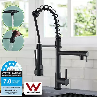 WELS Brass Kitchen Mixer Taps Sink Faucet Pull Out Laundry Swivel Tap Black • $63