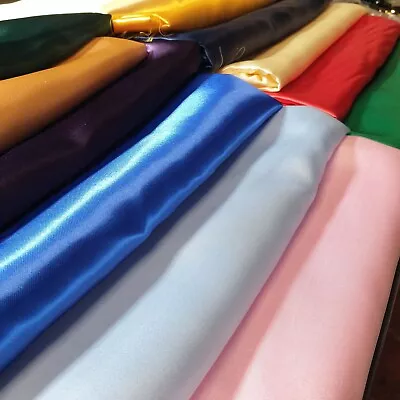 £5.31 • Buy Silky Satin Fabric Dress Craft Fabric Plain Luxury Wedding Material 58  150 Cm