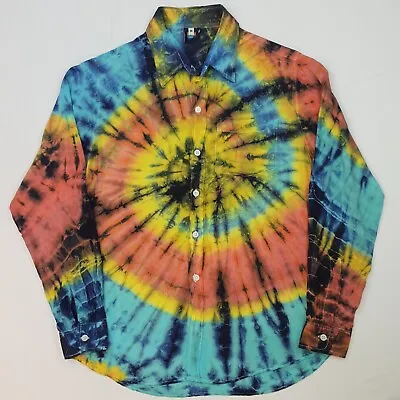 Vintage Tie Dye Shirt MEDIUM Funky Crazy Hippy 80s 90s RETRO Womens Relaxed • £16.14