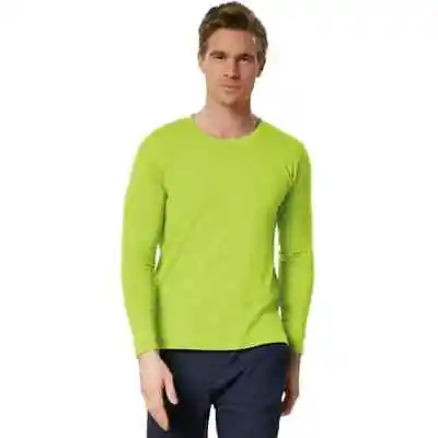 Men's Long Sleeve T Shirt Cotton T-Shirt Longsleeve Sweatshirt Top Plain New • £9.99