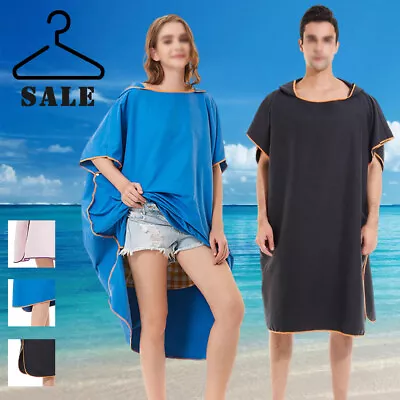 £7.99 • Buy Hooded Towel Poncho Absorbent Dry Bathrobe Adult Unisex Beach Swim Changing Robe