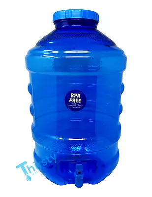 BPA Free 5 Gallon Water Bottle Dispenser Faucet Valve PET Big Cap Container Blue • $19.99