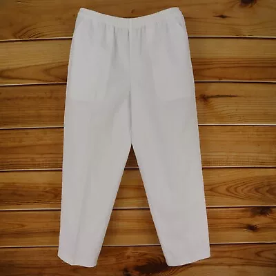 Koret Stretch Waist Pants Womens Size 12 White Polyester Blend Pockets High Rise • $12.79