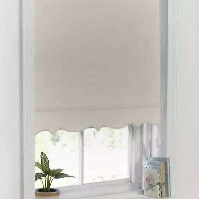 Emma Barclay Scalloped Roller Blind Child Safe Blind Adjustable 90x165cm Natural • £15.99