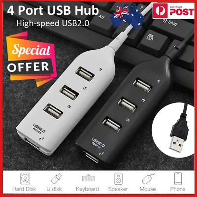 $5.85 • Buy Multi USB Hub 4 Port High Speed Slim Compact Expansion Smart Splitter OZ AU