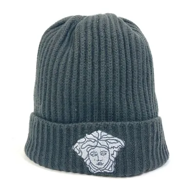 VERSACE Medusa Beanie Knit Cap Hat Knit Hat Wool BlackBased/Dark Gray Based • $357.50