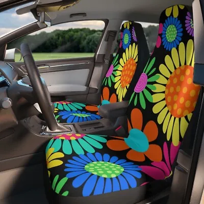 Flower Power Hippie Car Seat Covers Vintage Inspired Retro Mod Decor Vehicle Van • $67.99