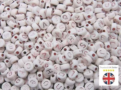 7mm White & Rose Gold Round Letter Coin Beads Jewellery Kids Craft Beading UK • £12.09