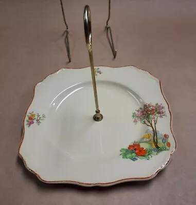 $55 • Buy J & G Meakin Sunshine Square Scalloped Cake Plate With Handle REGD 561073 “Hangi