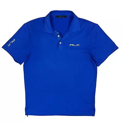 RALPH LAUREN RLX Polo Shirt Mens Golf Blue Large  • £24.95