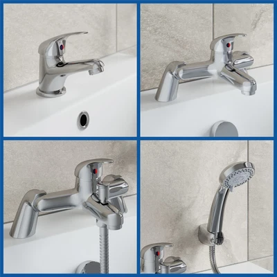 £16.97 • Buy Bathroom Taps Set Modern Mono Basin Sink Mixer Bath Filler Shower Mixer Chrome