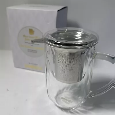 Davids Tea The Perfect Tea Mug 12oz Clear Glass With Infuser & Lid New Open Box • $15