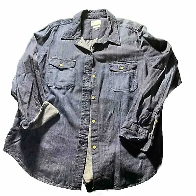 Universal Thread Shirt Womens XXL Blue Dark Chambray Denim Long Button Labette • $20.20