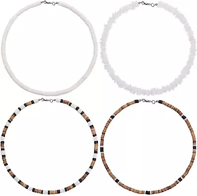 4Pcs Shell Surfer Necklaces For Men White Puka Shell Necklace Summer Beach  • $20.29