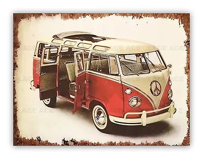 Vintage Volkswagen Campervan Style Metal Sign For Mancave Shed Workshop Garage • £4.99