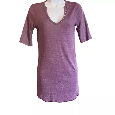 Michael Stars Womens Maternity One Size Purple V Neck 3 Quarter Sleeve Top Shirt • $12.99