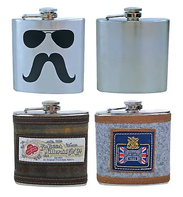 Mens Unique Stainless Steel Woven Vintage Pattern 6oz Whiskey Hip Flask Gift Box • $16.99