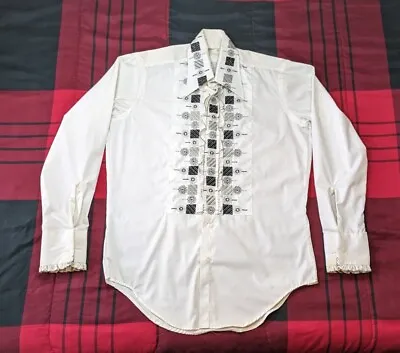 Vintage After Six White Ruffle Tuxedo Shirt Mens Size 15 X 33 Accents 1970s? • $39.95