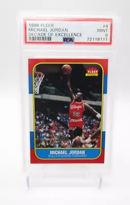 1996 Fleer Michael Jordan Decade Of Excellence #4 Basketball Card PSA 9 (M6) • $169.39