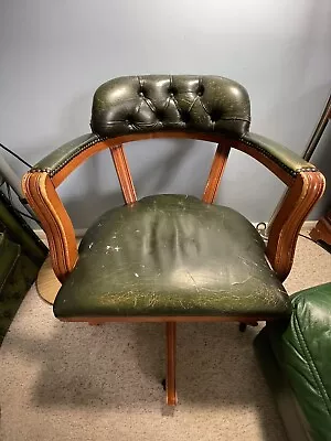 Green Leather Captains Chair • £60