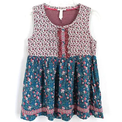 Matilda Jane Friends Forever Gabriella Sara Top Girls 10 Pink Blue Floral Tunic • $19.99