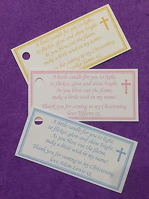 £3.30 • Buy 30 X Personalised Christening, Communion, Candle Favour Tags, Labels 