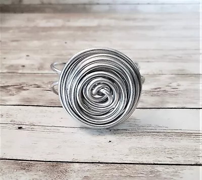 Vintage Cuff Bracelet - Silver Tone Statement Swirl • $14.99